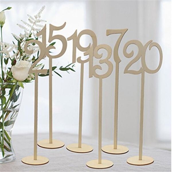 Décoration de fête 10 pièces fournitures de mariage en bois numéro de Table carte de figurine support de siège numérique décoration de fête