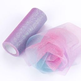 Decoración de fiesta, rollos de tul con purpurina arcoíris de 10 yardas y 15cm para camino de mesa, silla, faja, lazo, falda tutú, regalo de boda, cinta de cumpleaños