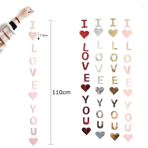 Décoration de fête 110cm Je t'aime en forme de coeur Rideau suspendu Saint-Valentin Proposition Anniversaire de mariage Fond Décoration murale Po