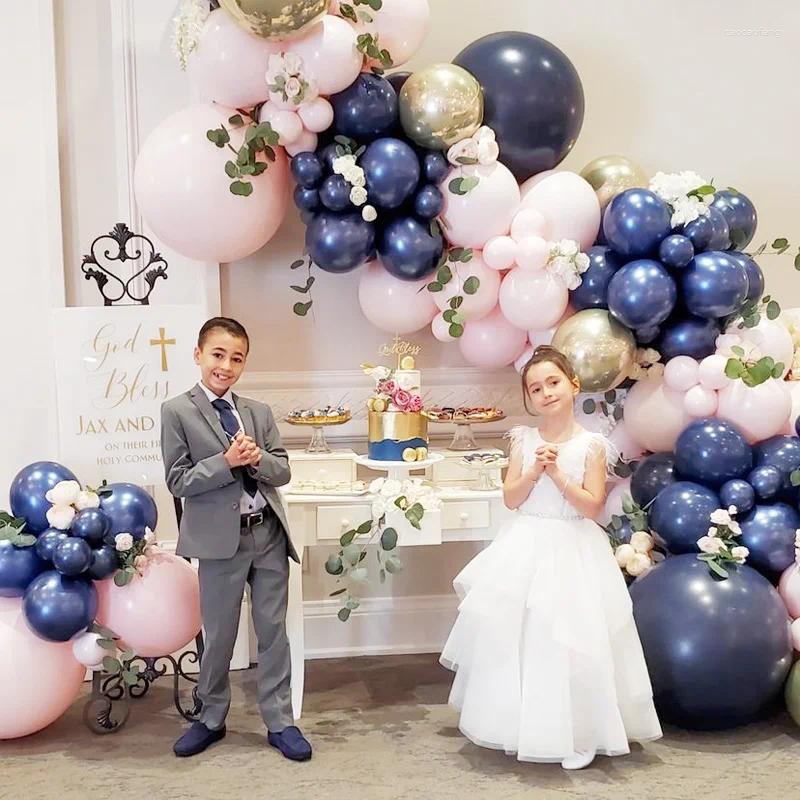 Party Decoration 111Pcs Pink Navy Nightblue Balloon Garland Arch Kits Communion For Bother Sister Globos Birthday Decorations Baby Shower