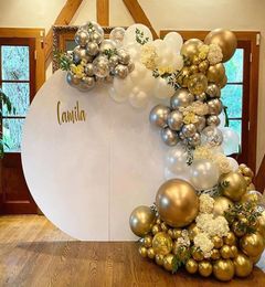 Décoration de fête 112pcs ballons Garland Arch Kit Chrome Silver Gold Confetti Ballon Mariage Anniversaire Décor de baby Shower Globo1303585