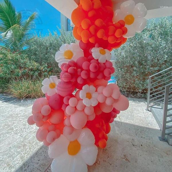 Décoration de fête 113pcs Orange Latex ballon Daisy Wreath Wedding Arch Set Baby Shower Birthday Anniversary Fack