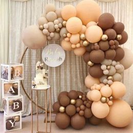 Feestdecoratie 114 stuks ballonnen slinger bruin mama om later ballon 5-18 inch baby shower gelukkige verjaardag dubbele abrikoos jaar2074
