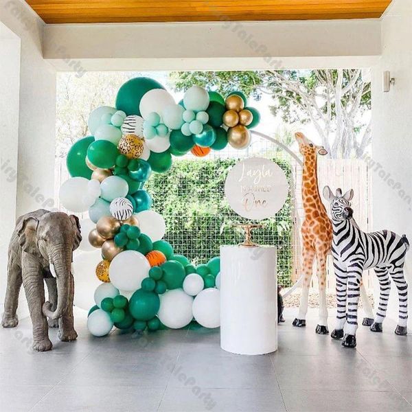Décoration de fête 114pcs Jungle ballon arc arche animal imprimé safari sexe d'anniversaire révéler la décoration thème des animaux de douche de bébé
