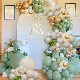 Feestdecoratie 115 stuks avocado groene ballon boogslinger kit zand witte ballon bruiloft baby shower verjaardag