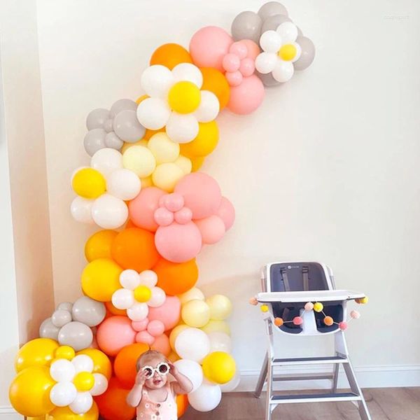 Décoration de fête 115pcs Ballons roses Garland Arch Kit Gris Pastel Mignon Fleur Globos Baby Shower Enfants Anniversaire Mariage Mariage