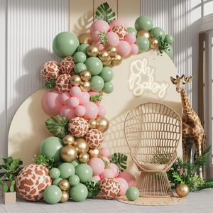 Décoration de fête 116/Pcs137pcs Jungle anniversaire girafe imprimé ballon guirlande bébé douche décorations rose vert arc