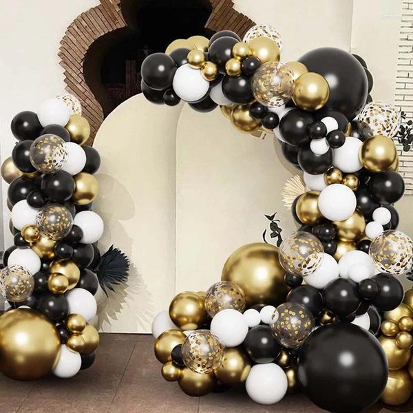 Décoration de fête 116pcs Balon en or noir Garland Arch Kit Birthday Mild Kid Baby Shower Boy Boy House Decor