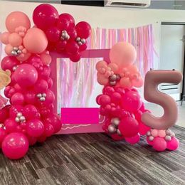 Décoration de fête 116pcs rose rose rouge latex ballon kit arc garland arc 0-9 40inch billes de numéro pour enfants filles d'anniversaire de baby shower décors