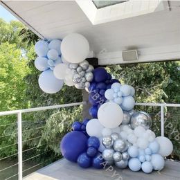Feestdecoratie 117 stks diep blauw wit boogslinger ballonnen kit chroom zilver latex ballon set bruiloft verjaardagsbenodigdheden