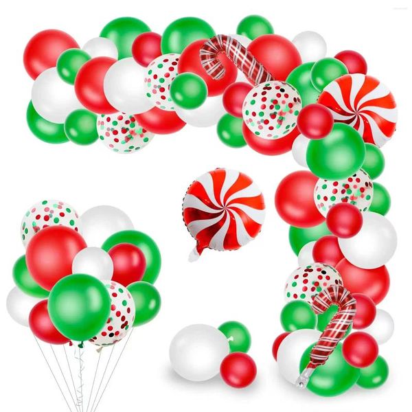Décoration de fête 118 PCS Christmas Green Red Confetti Candy Stars Cane Aluminium Die ballon Garland Arches Kit d'anniversaire Décorations de mariage