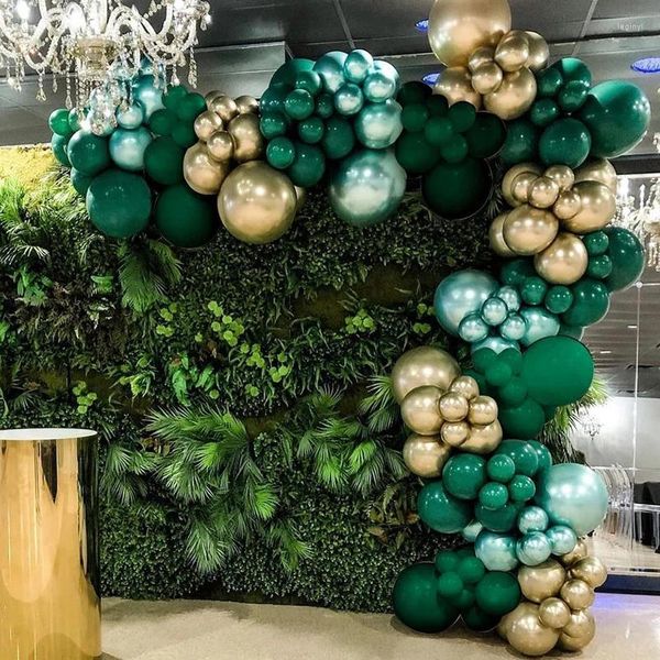 Décoration de fête 119/88pcs métallisé or vert foncé latex ballon guirlande kit jungle sauvage mariage anniversaire extérieur bébé douche décor