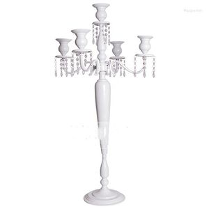 Décoration de fête 11 pièces) 5 bras coupe en cristal Antique métal or candélabre centres de table de mariage Yudao1799