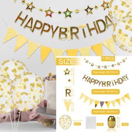 Decoración de fiestas 11 PCS Set 32.88 8 pies Goldia de aluminio colgando remolinos de feliz cumpleaños Firma de confeti globos para