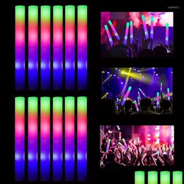 Decoración de fiestas 12/15/30/60pcs Cheer Tube Stick Stick Glow Sticks Dark Light para BK Colorf FUMBA DE BODA RGB Drop entrega de la entrega del hogar Dhu3o