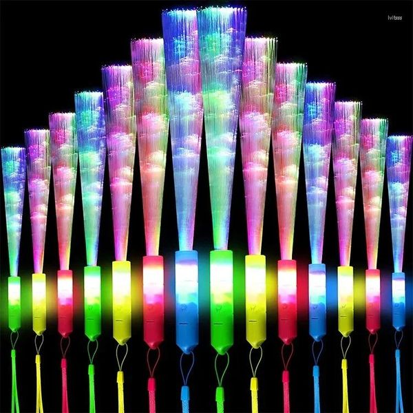 Décoration de fête 12 / 24pcs / lot LED Glow Stick Colorful Fibre Toy Night Light Access
