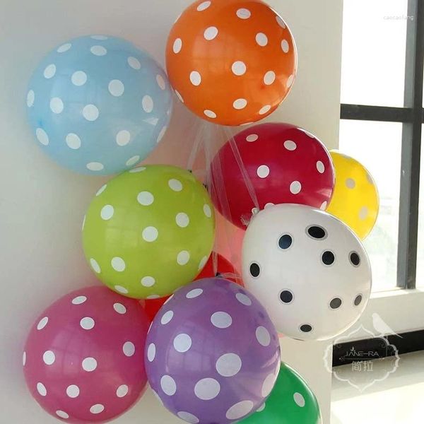 Décoration de fête 12 pouces (10pcs / lot) POLKA POT LATEX BALLOGE ANNIVERSAIRE Mariage de Noël Décoré Decorative Wave Point Ballons