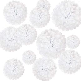 Feestdecoratie 12 Stuks 12 "10" 8 "6" Wit Tissuepapier Pom Poms Bloemen Decoraties DIY Hangende Ballen Voor Bruiloft Verjaardag