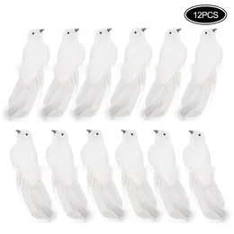 Feestdecoratie 12 PCS Artificial Birds Clip on Feather Christmas Wedding Tree Craft Ornamenten