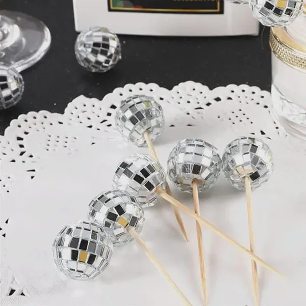 Décoration de fête 12 pcs disco gâteau panneau balle pick décorations