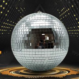Decoración de fiesta, 12 Uds., bola de discoteca con espejo, diámetro de 3cm, colgante plateado para DJ, efecto de luz, decoraciones para el hogar, accesorios de escenario