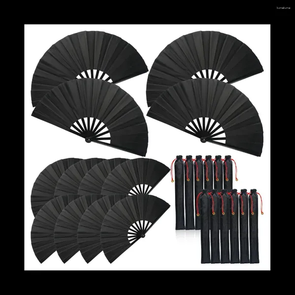 Décoration de fête 12 ensembles ventilateur pliant avec manches soie main chinois japonais Taichi accessoire de danse portable