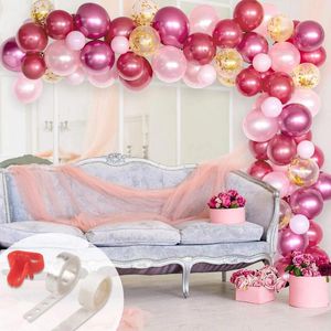 Décoration de fête 120pcs métal ballon arc pont chaîne en caoutchouc point noueur ensemble série or rose
