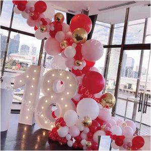 Décoration de fête 123pcs Baby Shower Ballons Garland Arch Kit Rose Rouge Blanc Anniversaire Mariage Anniversaire Fête Global Décoration Supp Dh0BF