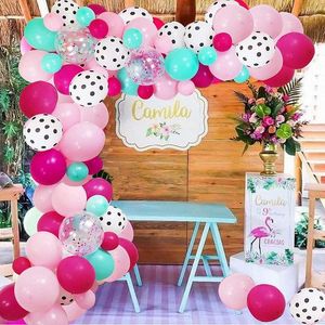 Decoración de fiesta 125 sorpresa temática rosa rojo rosa azul globo guirnalda arco conjunto para boda graduación Baby Shower aniversario cumpleaños
