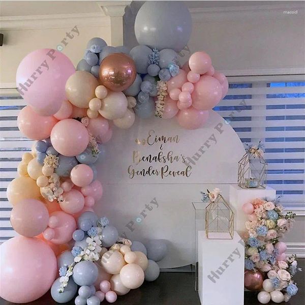 Décoration de fête 125pcs Baby Shower Girl Ball Balloon Macaron Pink Grey Arch Kit pour le décor d'anniversaire de mariage