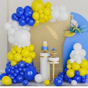 Party Decoratie 125 stks blauw geel wit metallic gouden en zilveren latex ballonnen Garland Arch Kit voor verjaardag babydouche