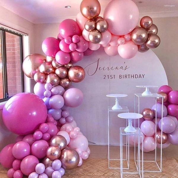 Décoration de fête 126pcs rose rose or chrome ballons arc garland kit pour anniversaire décorations de mariage baby shower fille