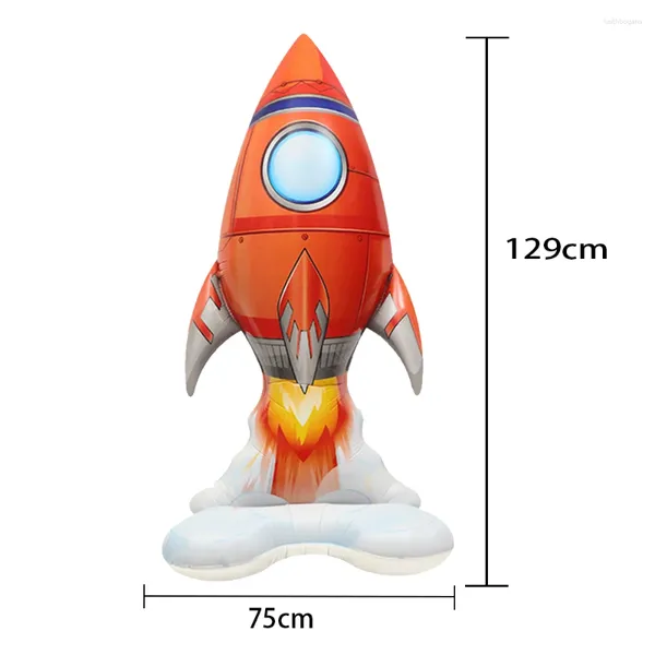 Décoration de fête 129cm géant 4d Rocket Hélium Ballon Espace extérieur Ballons pour enfants