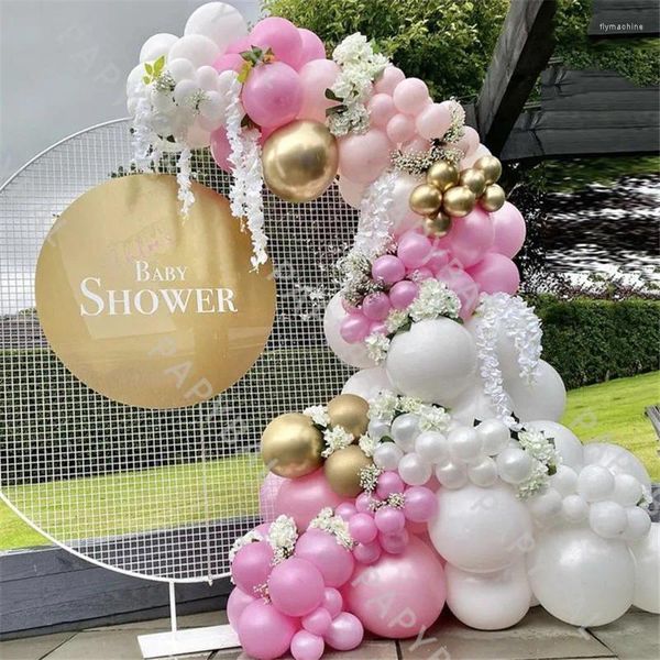 Décoration de fête 129pcs Ballon de mariage rose blanc ensemble bricolage arc arc kit d'anniversaire baby shower globos anniversaire décor