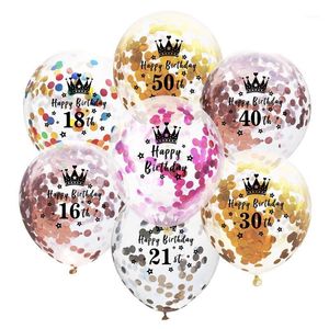 Party Decoratie 12 inch Crown Verjaardag Latex Ballonnen Confetti Ballon Happy 16 18 21 30 40 40th Decorations Adult Supplies