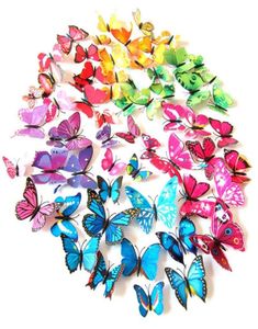 Décoration de fête 12pcs 3D Butterfly Wall Stickers décalants 4 Size La fresque amovible pour les lits à domicile