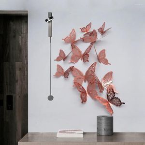 Feestdecoratie 12 stuks 3D holle vlinder muursticker DIY home decor stickers bruiloft evenement kinderkamer