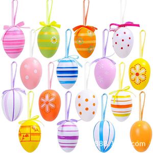 Partydecoratie 12 stks/6/1 DIY Easter Egg Home Pendant Color Painting Simulation Creative Groothandel Y2302