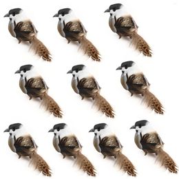 Décoration de fête 12pcs Oiseaux artificiels Décorations de Noël 2024 Foam Animal Simulation Modèles Plume DIY MARIAGE GARDIN HOME ORNAMENT