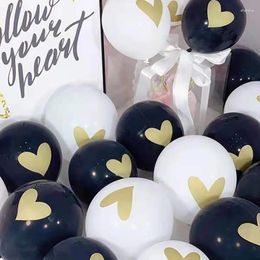 Decoración de fiestas 12pcs Black White Love Heart Ladex Balloons Boy Girl Baby Baby Shower Globos Valentín Valentín Ballas