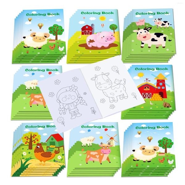 Party Decoration 12pcs Cartoon Farm Animal Graffiti Painting Livre coloriage de baby shower baby anniversaire décor Drawing Notebook