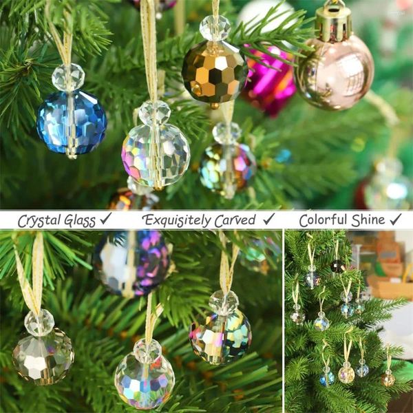 Decoración de fiestas 12 PPC Clear Crystal Christmas Balls Ornaments Glass colgantes colgantes de viento para la casa de la boda de Navidad