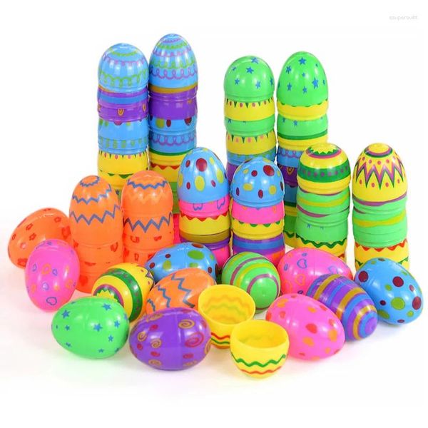 Décoration de fête 12pcs Pâques à remplissage Oeuf d'œufs colorés Oeufs en plastique colorés Kids Favors 2024 DÉCORATIONS D'ACCORD