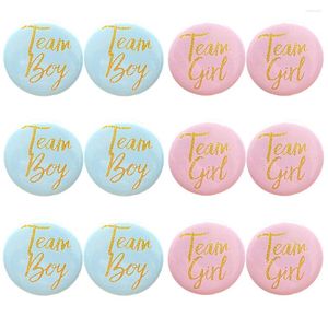 Decoración de fiestas 12 PCS Género Revelación Pins Team Boy Girl Baby Shower Baby Shower Pin Blue Mommy para ser decoración