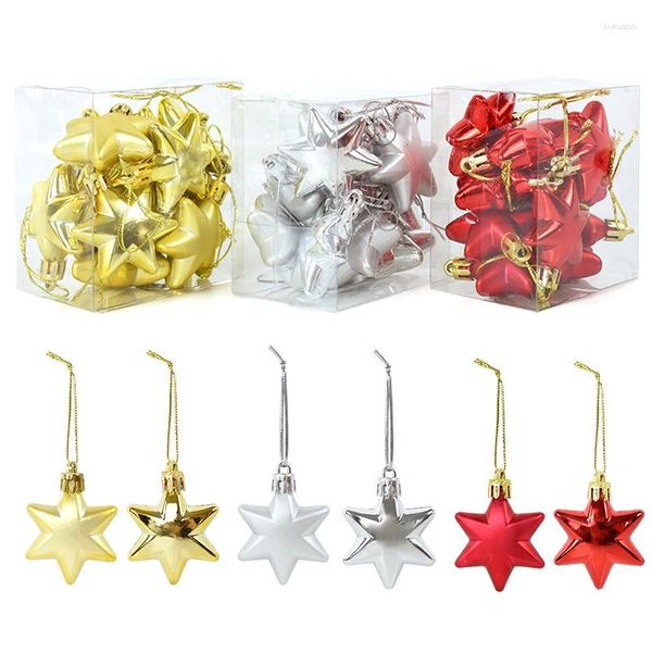 Décoration de fête 12pcs Glitter Gold Star Pendentif Décorations de Noël Arbre de Noël Ornements suspendus pour la maison DIY Festival Année Cadeaux