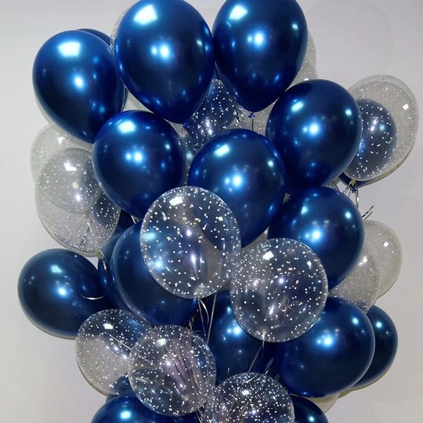 Decoración de fiesta 12 unids tinta azul globo de látex conjunto estrella claro rosa oro globos de helio boda baby shower suministros de cumpleaños 230920