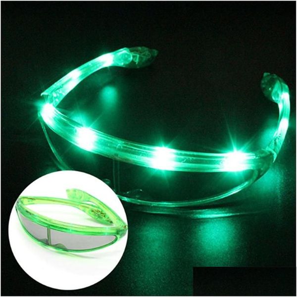 Décoration de fête 12 Pcs Mti Couleur Led Glow Lunettes Fun Central Light Up Spaceman Shades Masque Dj Club Ktv Rave Fournitures Drop Delivery Dhhgi