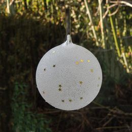 Feestdecoratie 12 stks/pakket diameter 8 cm klein formaat handgemaakte gouden ster glazen bol kerstdag hangende hang festival vriend cadeau