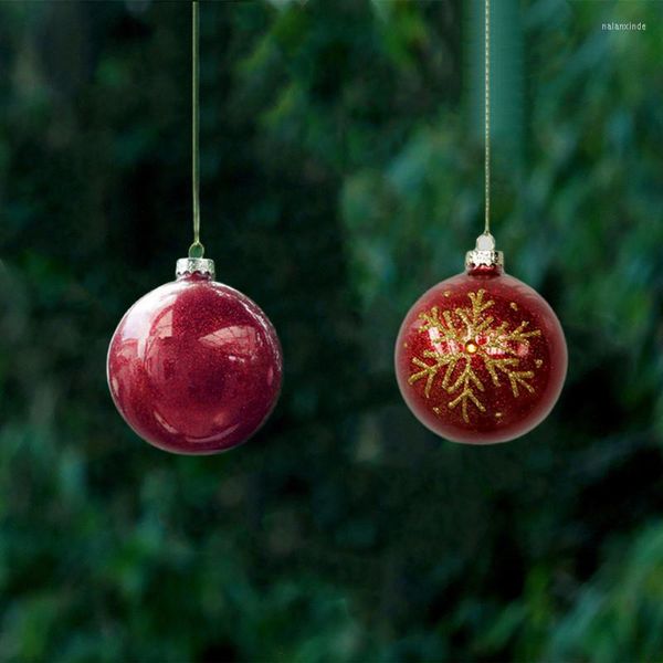 Decoración de fiesta 12 unids/pack diámetro 8 cm serie de polvo rojo interior bola de cristal colgante árbol de Navidad colgante Festival escuela boda Prop