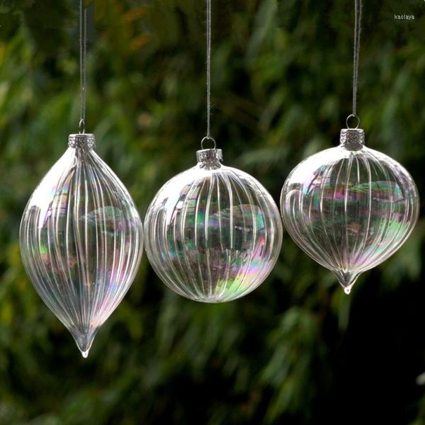 Decoración de fiesta 12 unids/pack diámetro 8 cm árbol de Navidad colgante brillo perla bola de cristal a rayas hogar amigo regalo globo